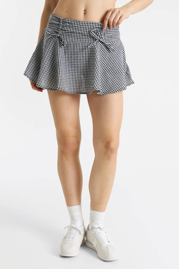 Rock aus Seersucker mit Innenshorts - Schwarz + Weiss