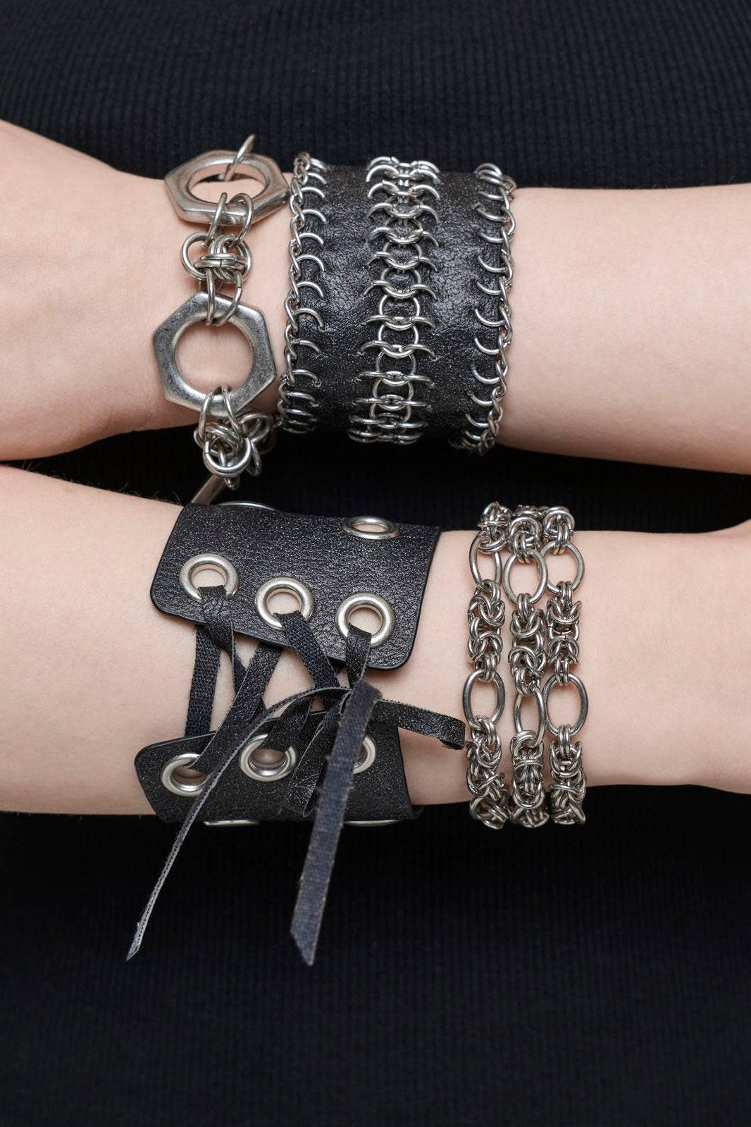 Armband-Set - Black + Silver