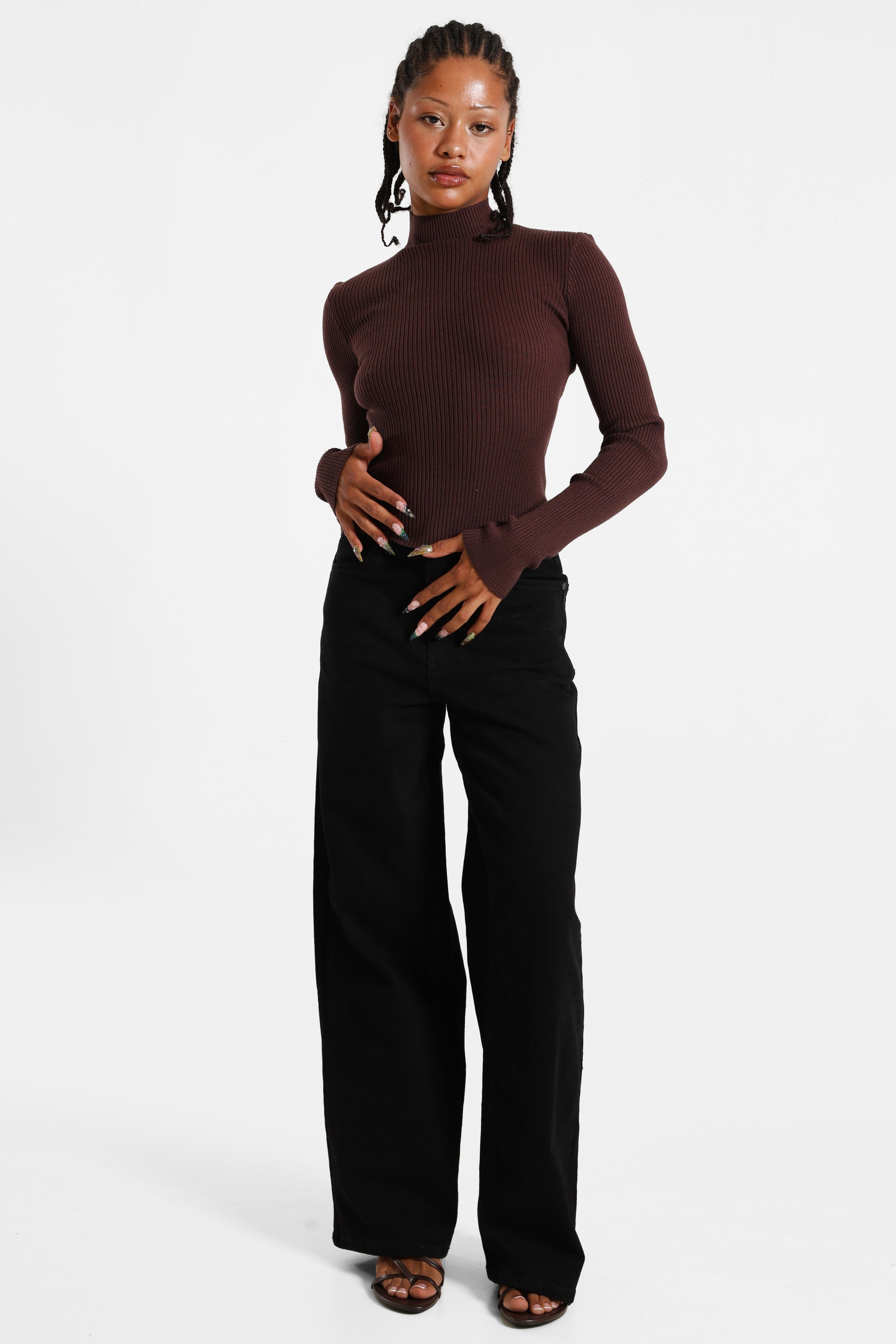 Jeans a gamba larga - Nero