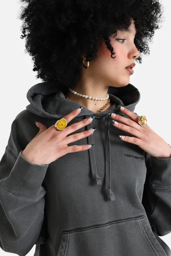 Lumo Kapuzensweatshirt - Black Garment Dyed