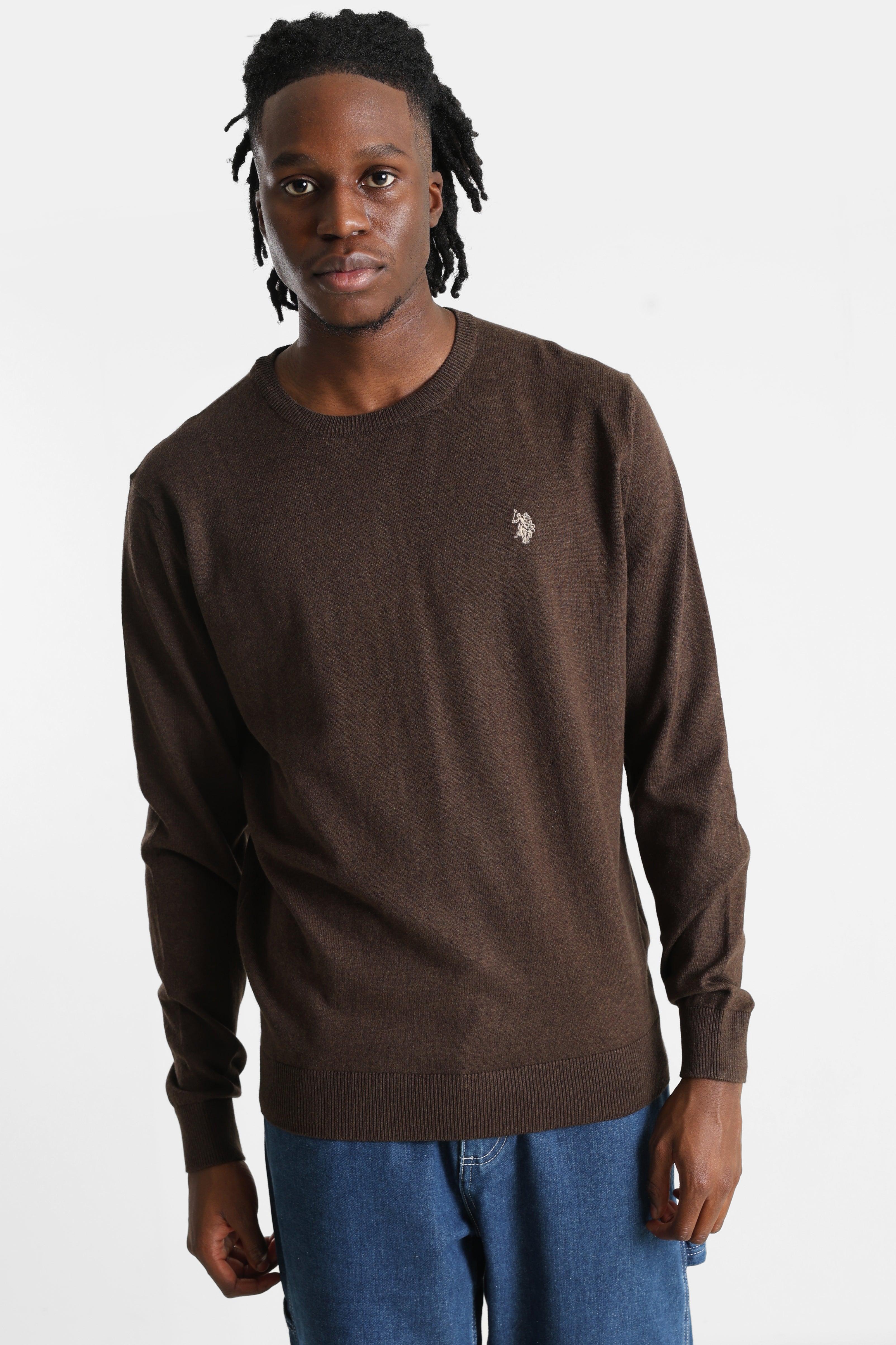 Leon pull en tricot fin - Dark Brown Heather