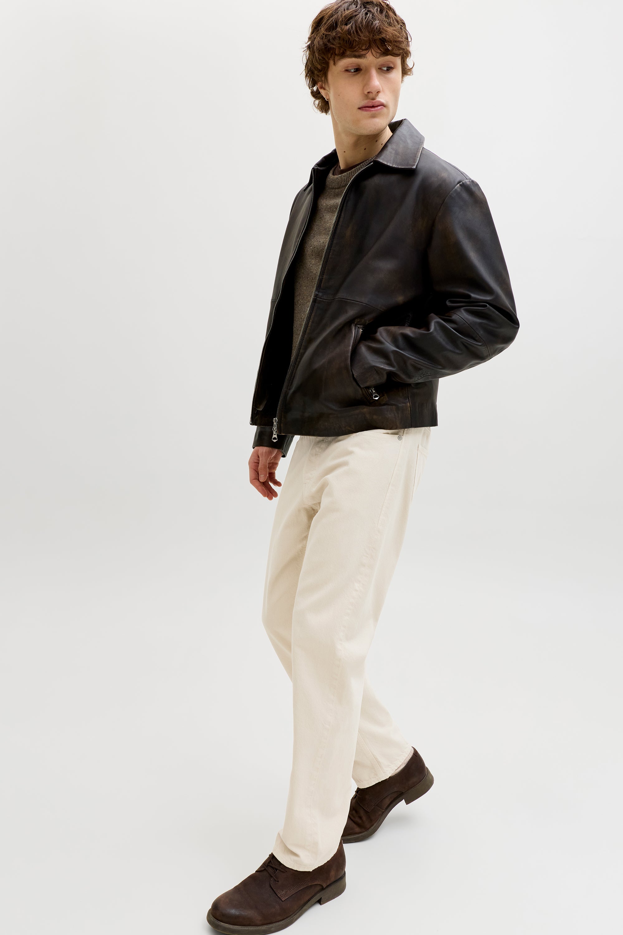 JJICHRIS Relaxed Fit Jeans L32 - Offwhite