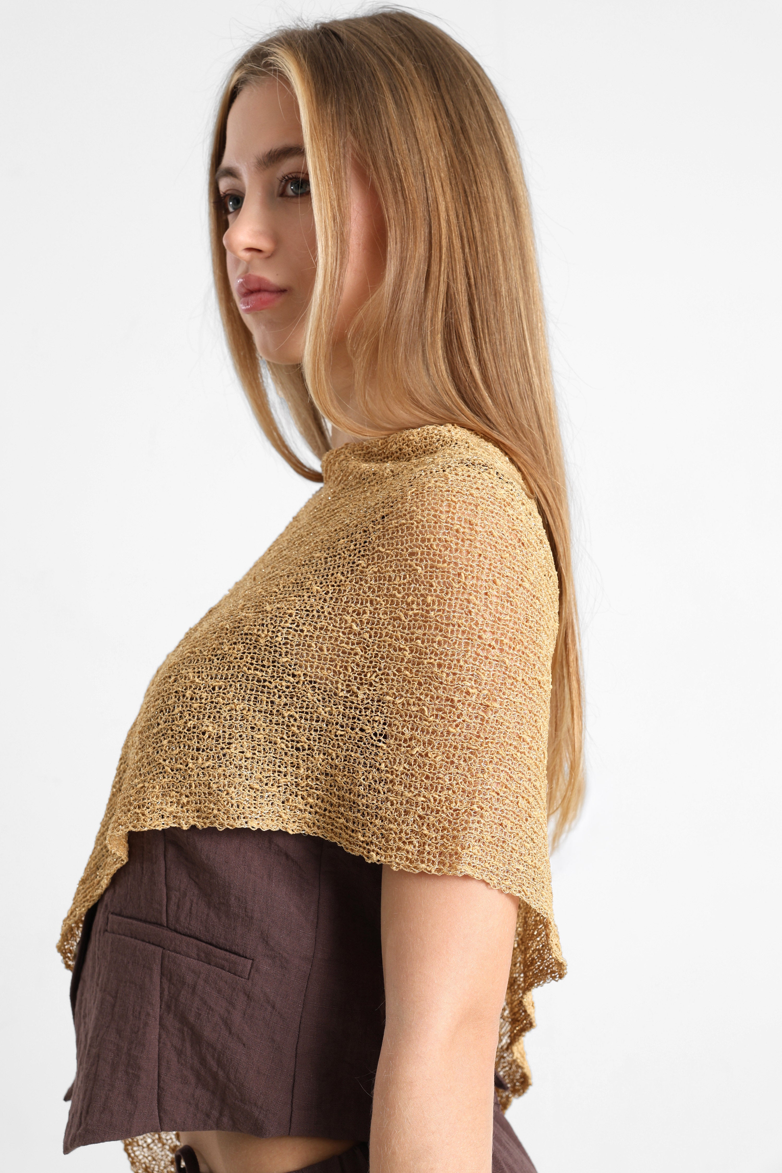 Häkel-Poncho - Gold