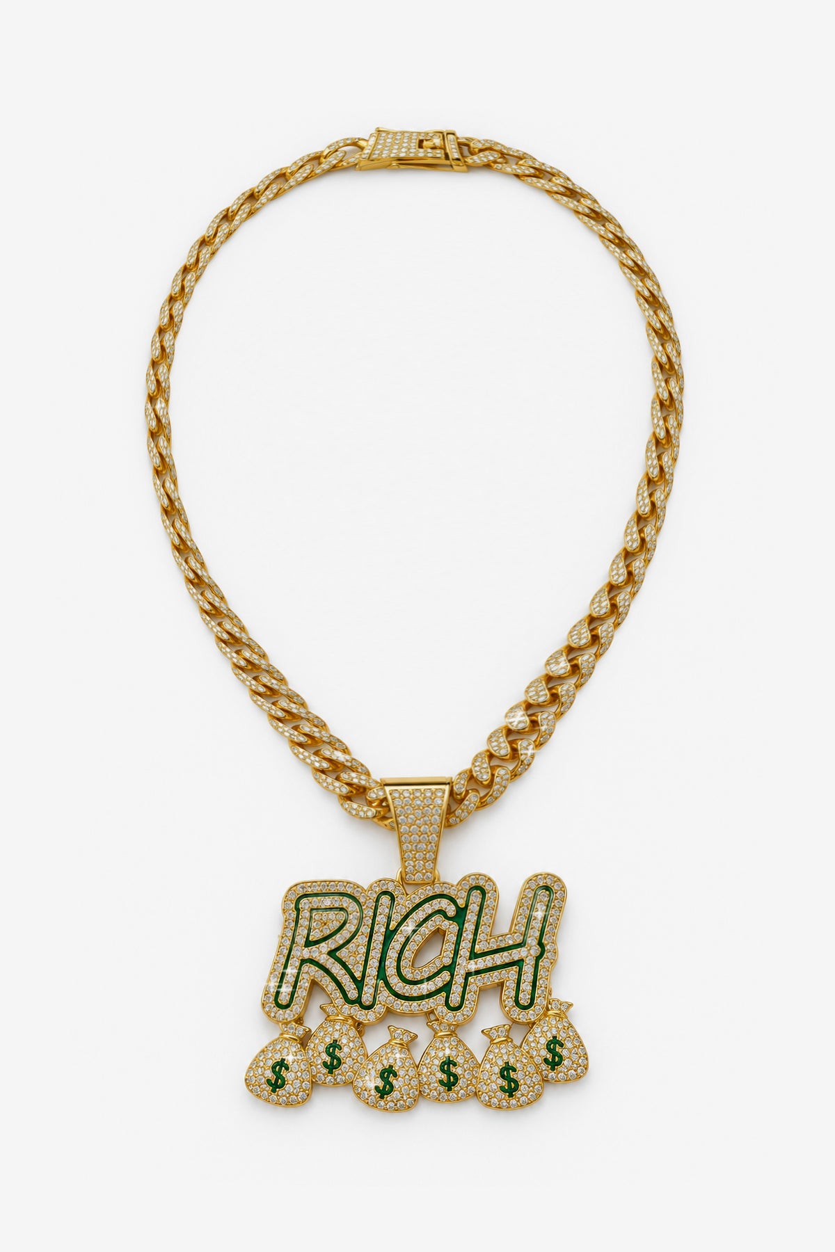 Collier gourmette avec strass - Gold + Green