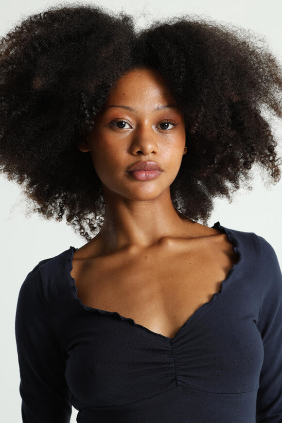 Camicia a maniche lunghe Crop - Blu navy