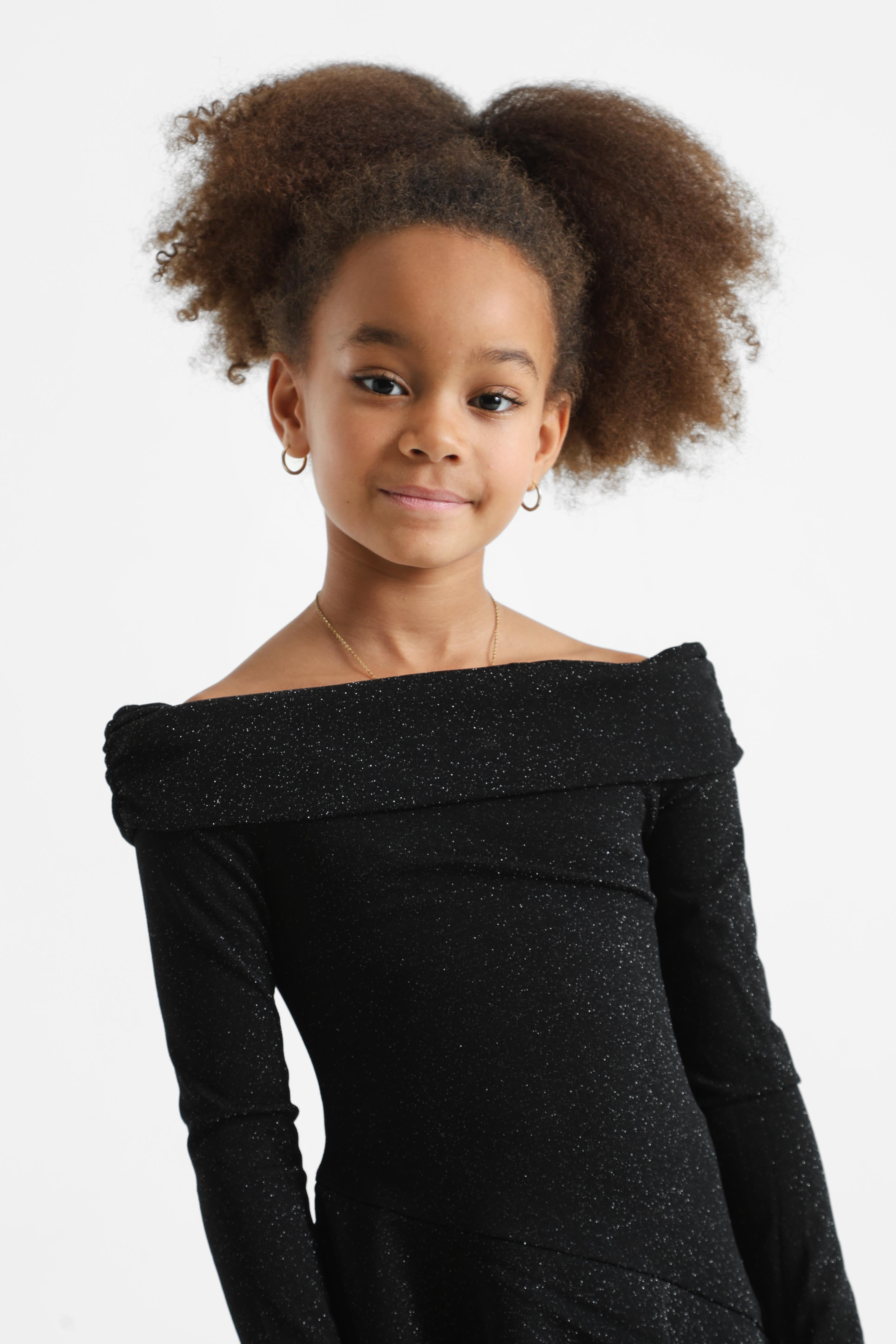 Glitter off-shoulder mini dress - black + silver