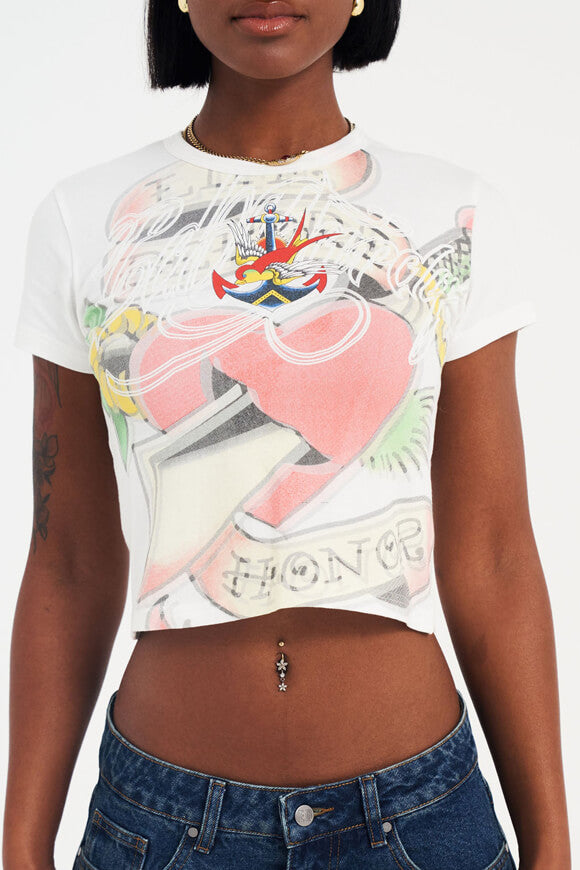 Maglietta Lucky Anchor Baby Crop - Bianco sporco