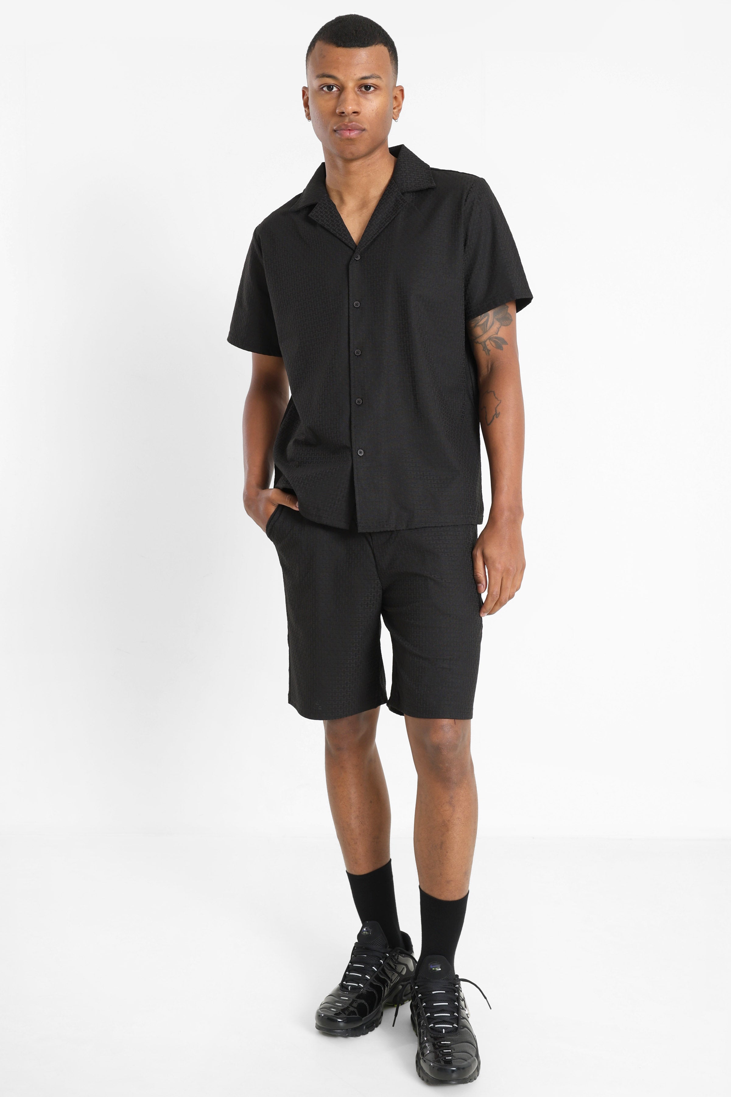 Strukturiertes Hemd - Black