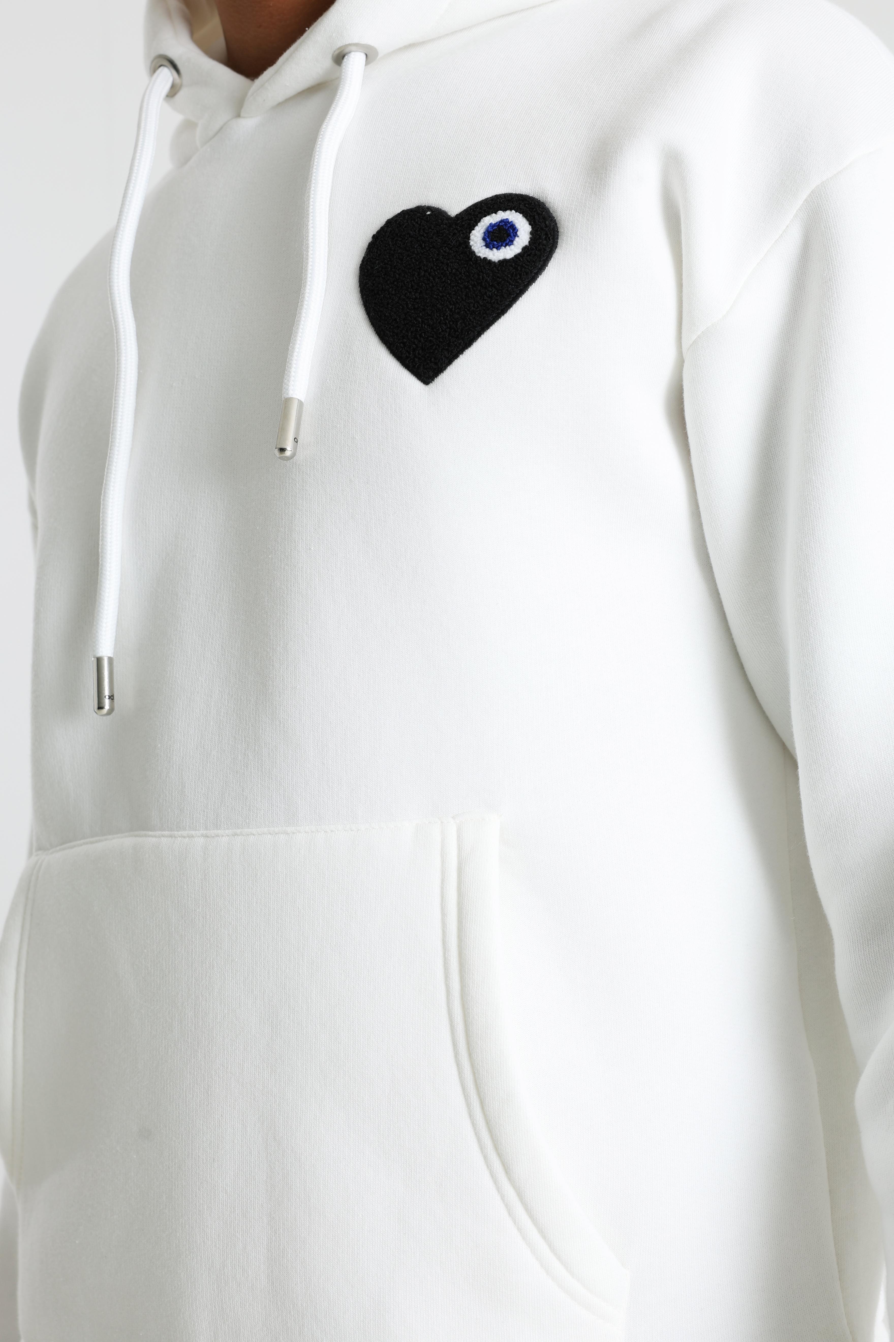 Heart Kapuzensweatshirt - Offwhite + Black