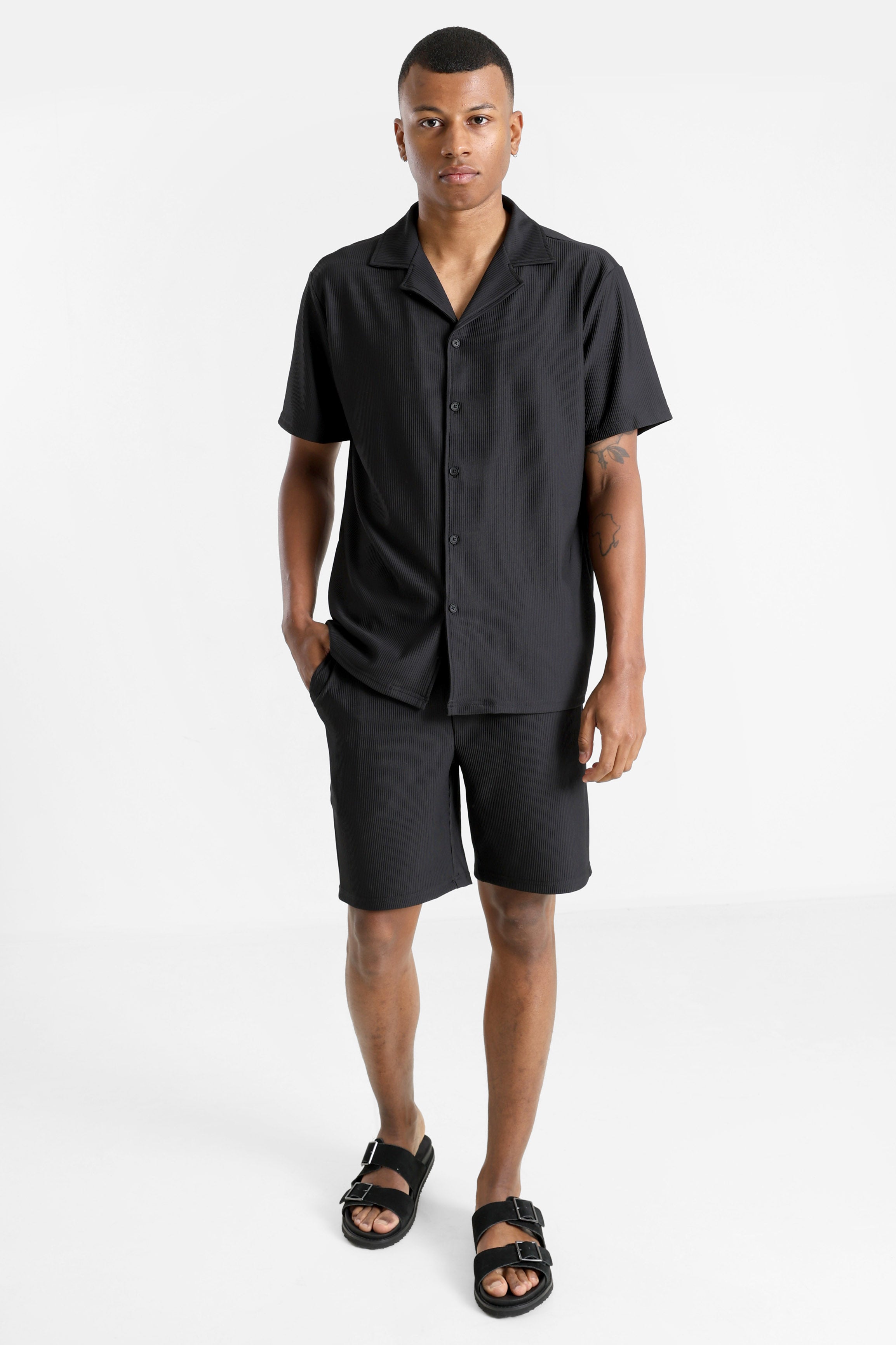 Strukturiertes Hemd - Black