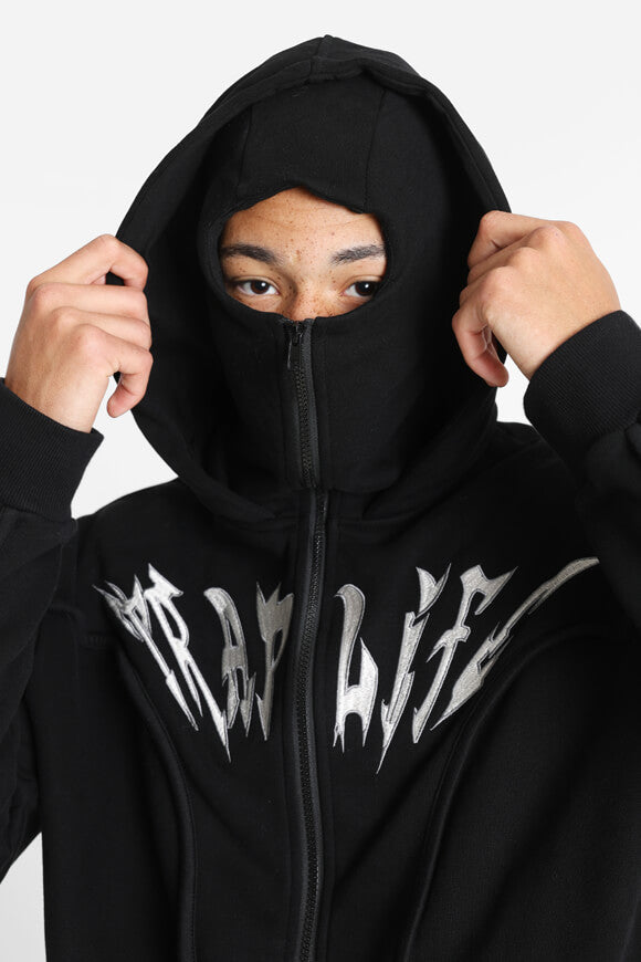 Kapuzensweatjacke - Schwarz