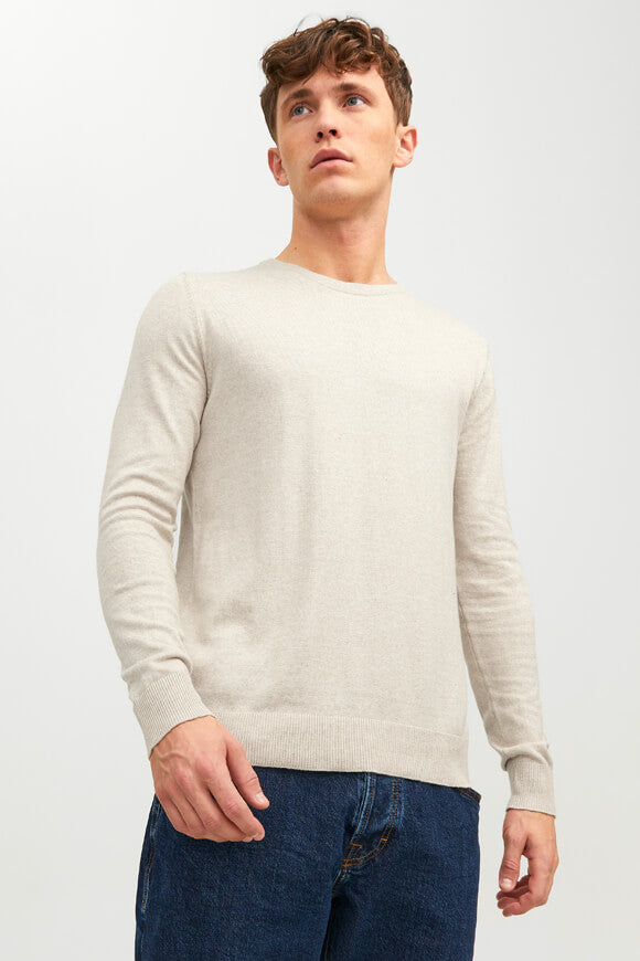 JJEEMIL Pull en maille fine - Oatmeal
