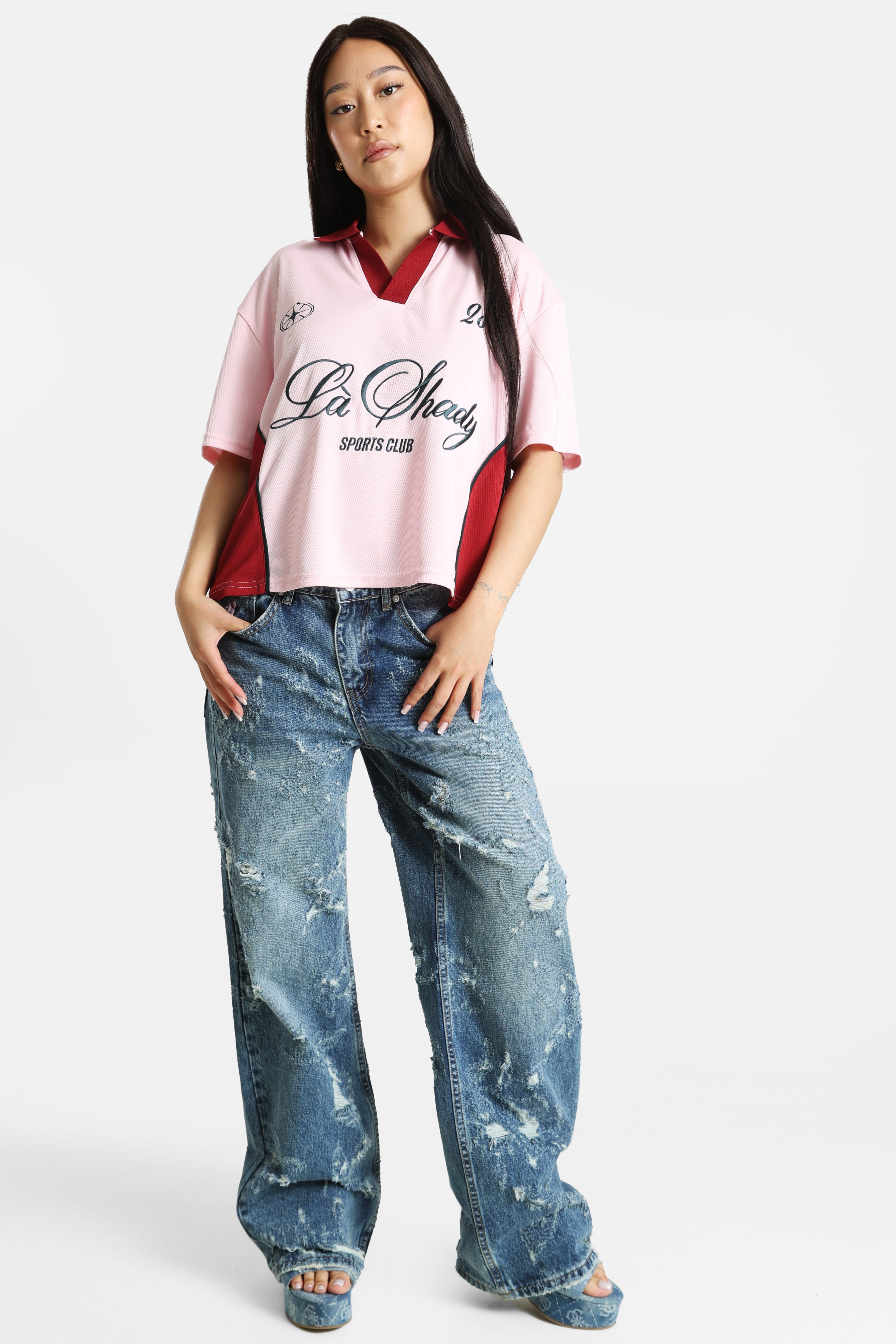 Oversize T-Shirt - Rosa + Rot