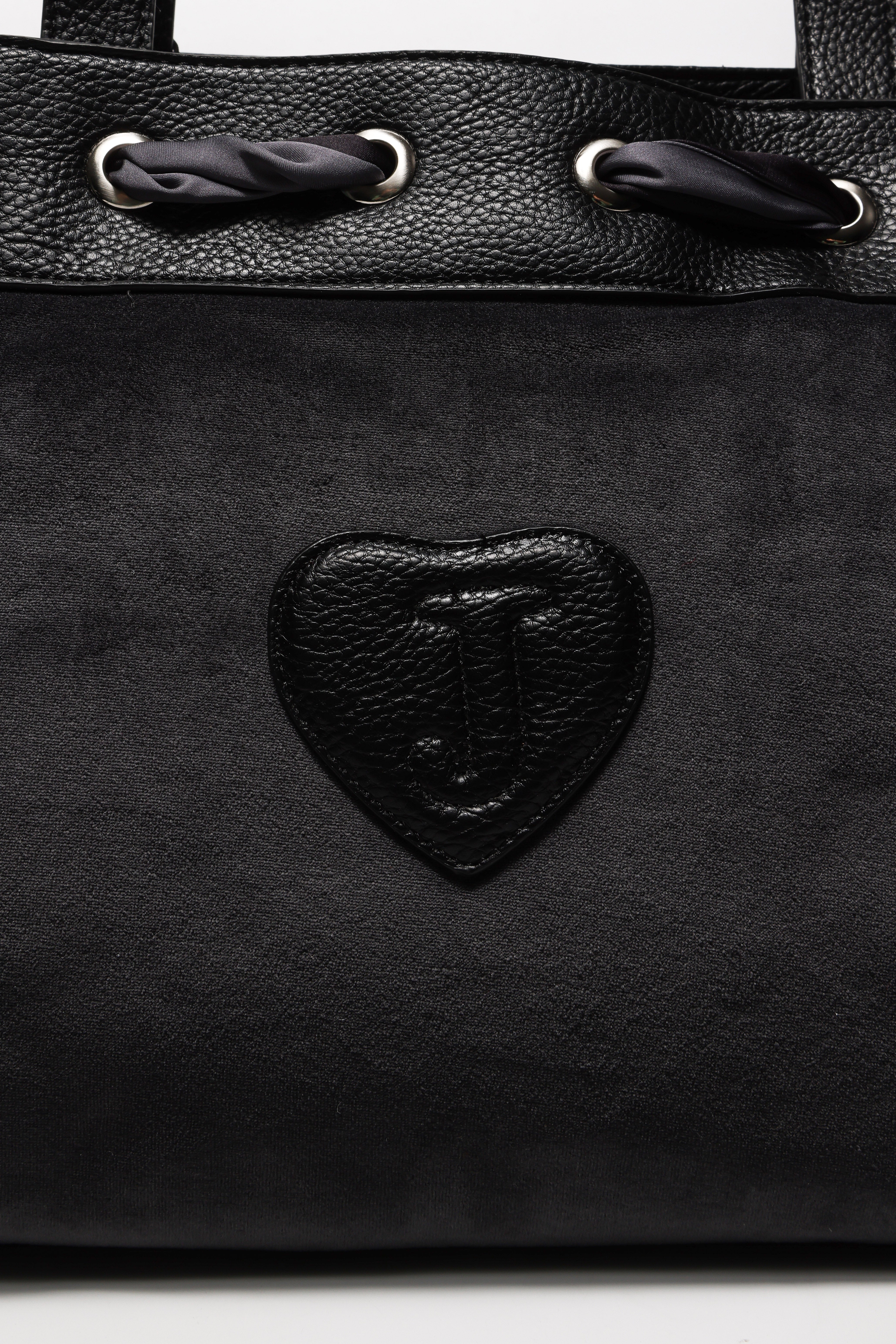 Shopper in velluto - Dark Grey + Black