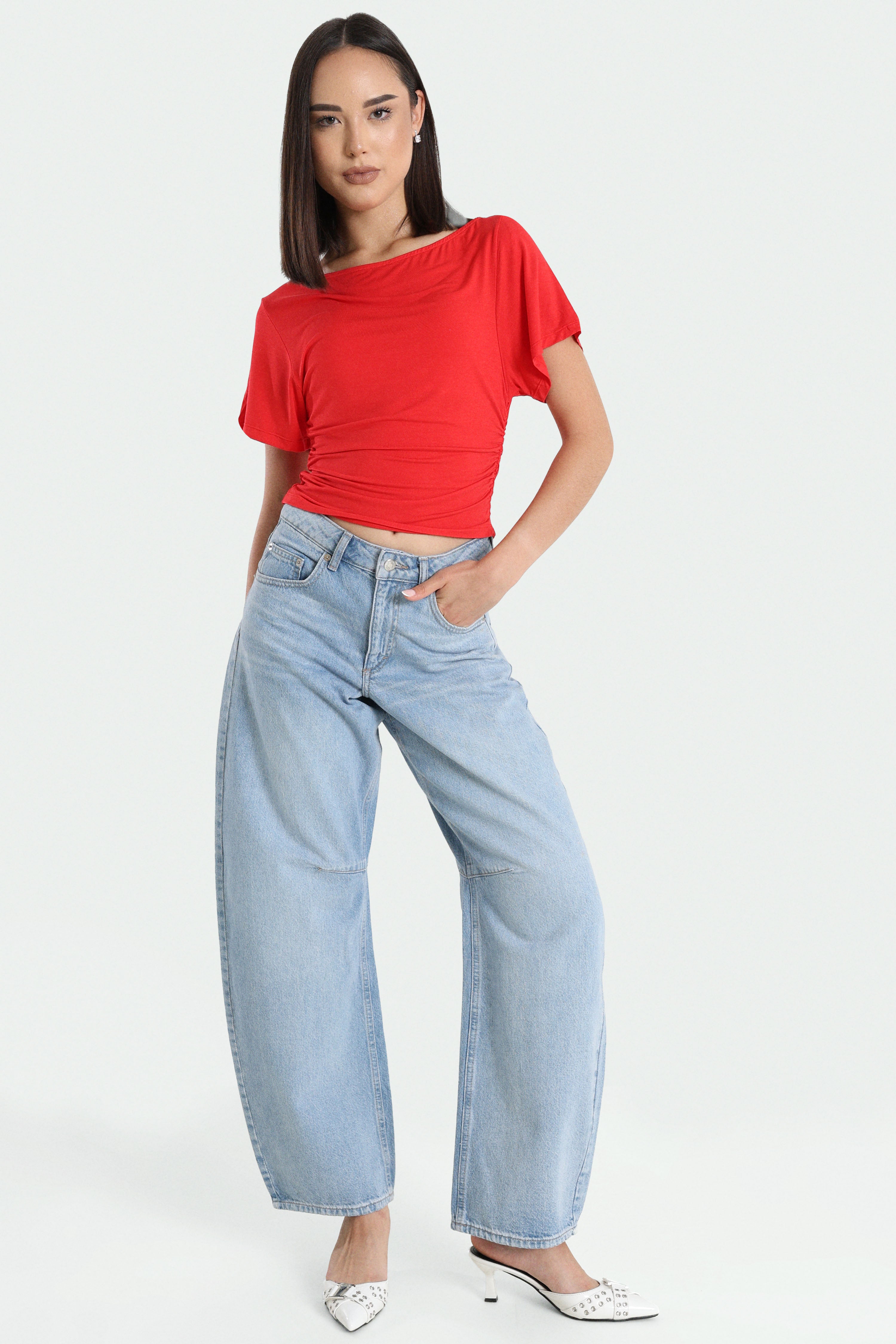 One-shoulder T-shirt - Red