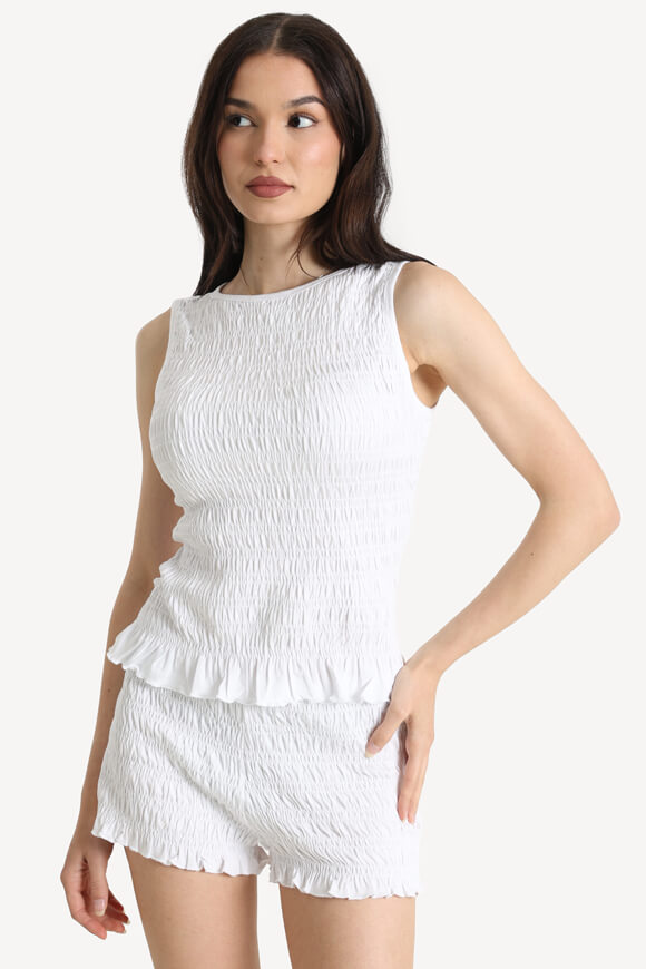 Gesmoktes Top - Weiss