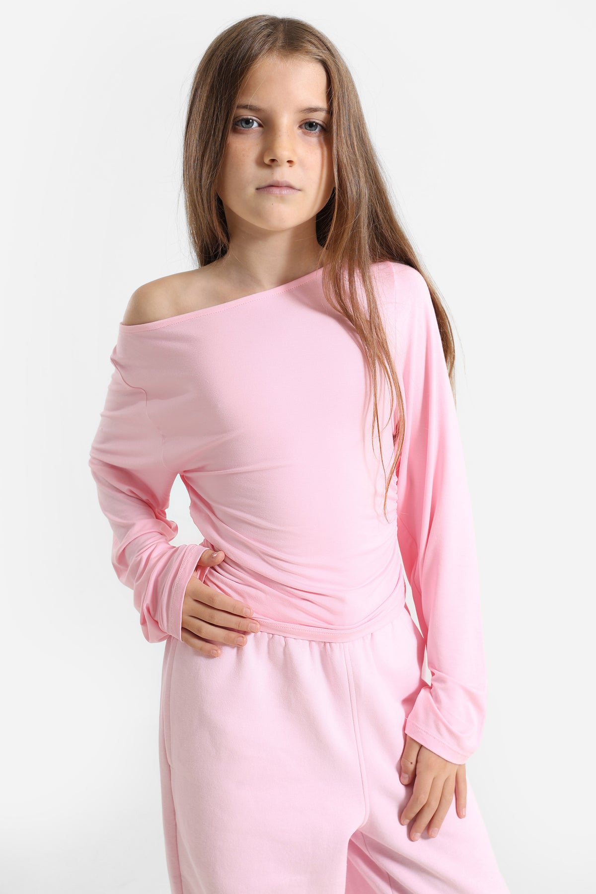 Shirt off shoulder manches longues - Rose