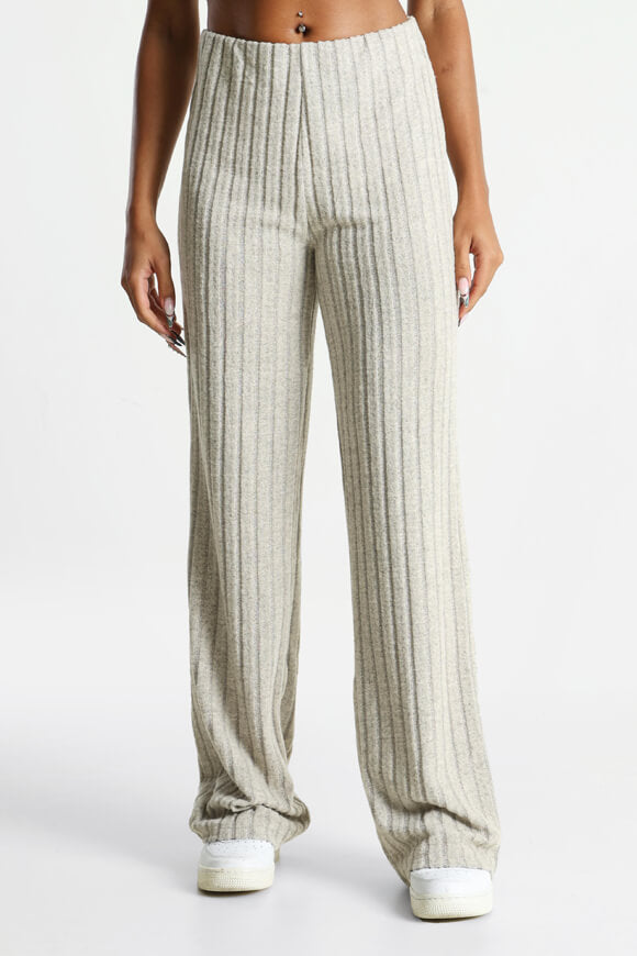Gerippte Strickhose - Beige meliert