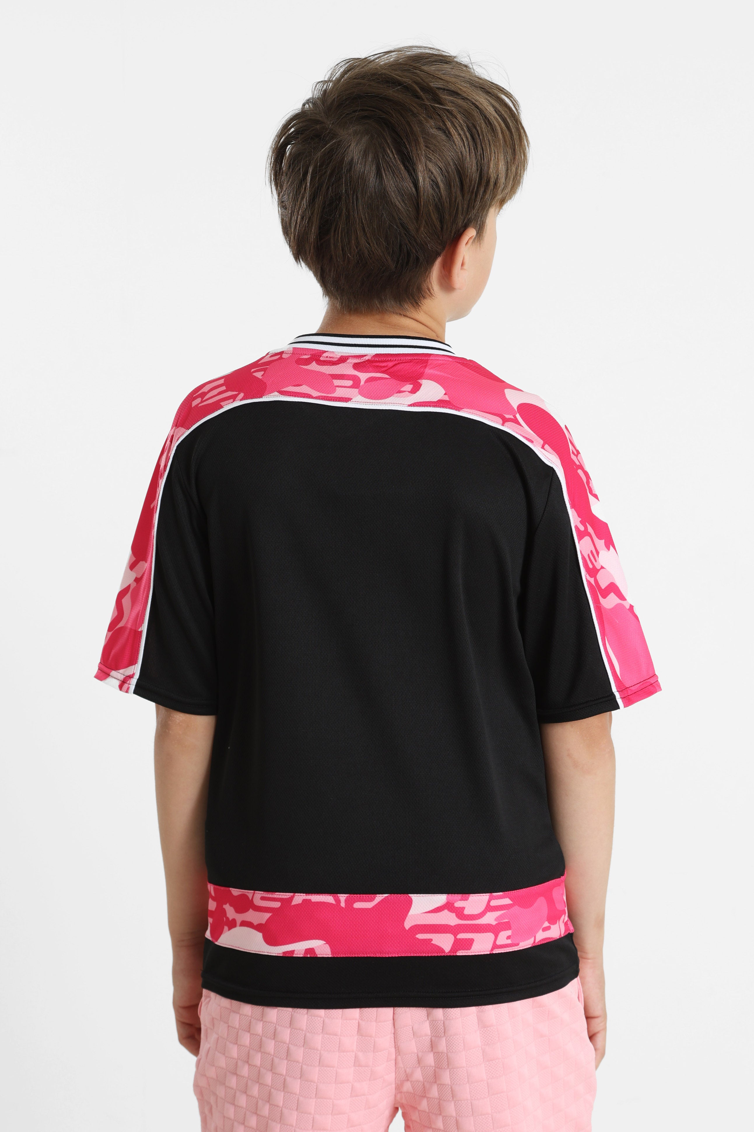 Mesh T-Shirt - Schwarz + Pink Camouflage