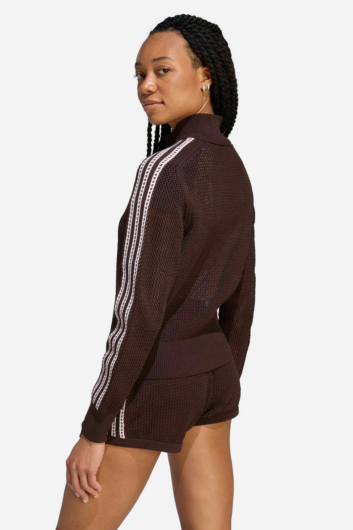 Crochet track jacket - Aurora Coffee