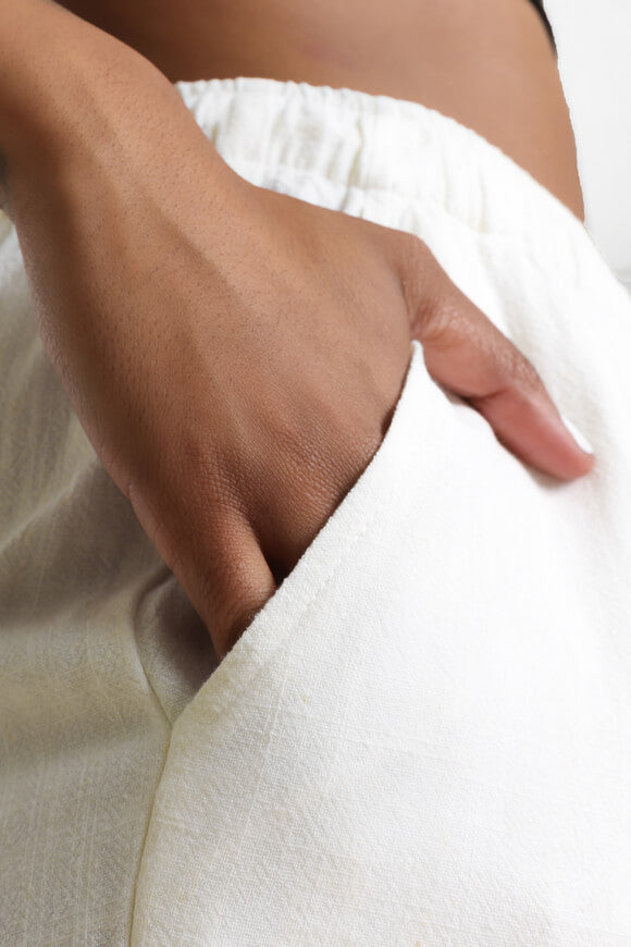 Wide Leg Leinenhose - Offwhite