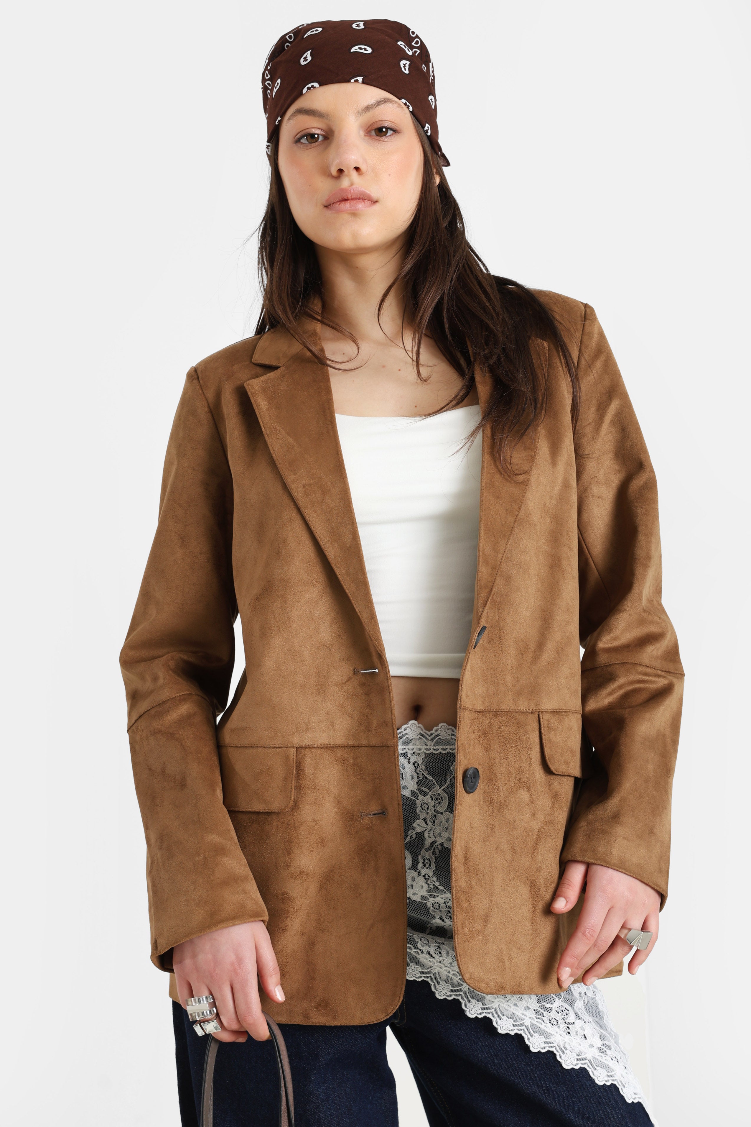 ONLTULIP Kunstwildleder Blazer - Cognac
