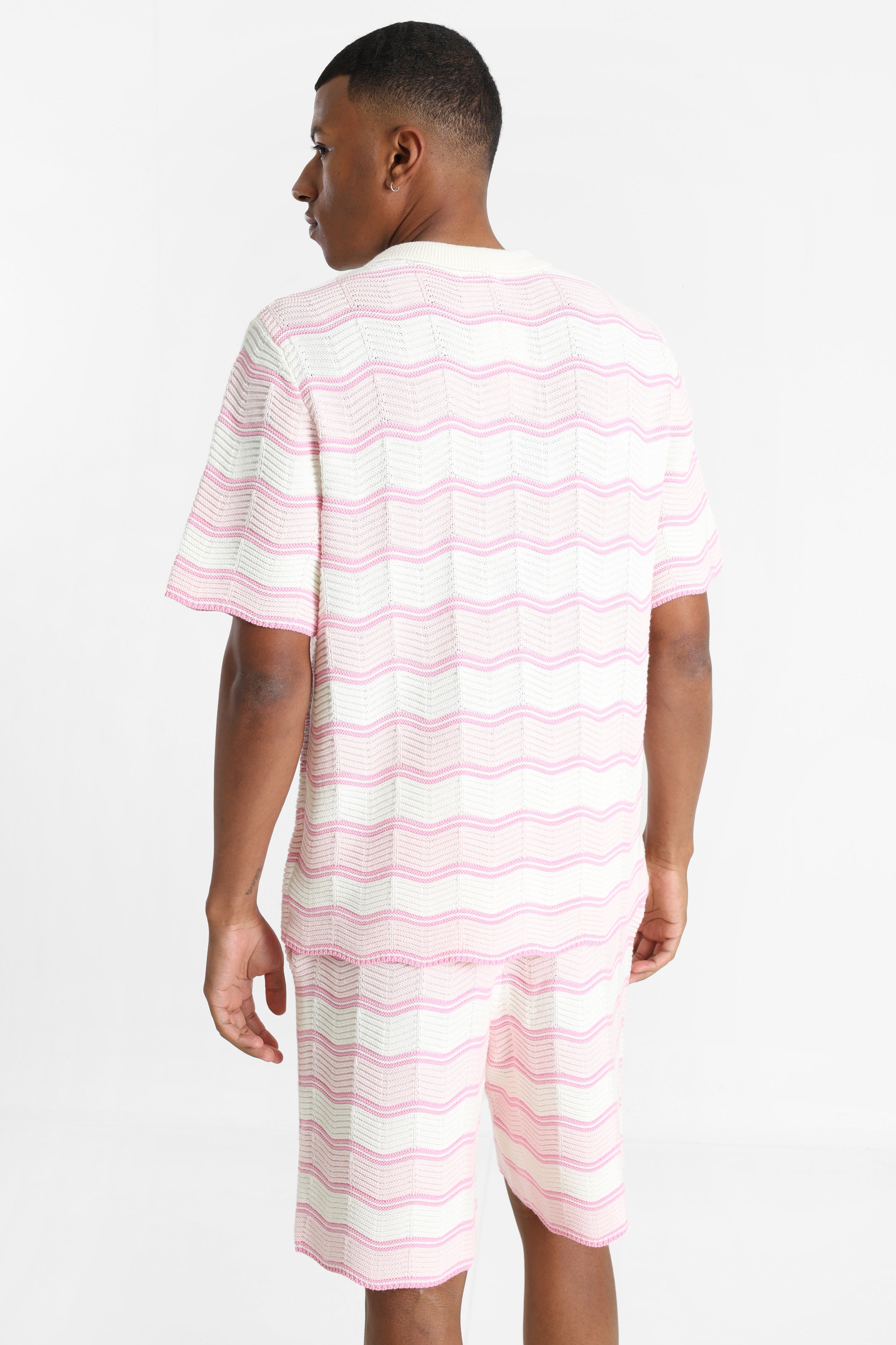Strickhemd - Offwhite + Pink