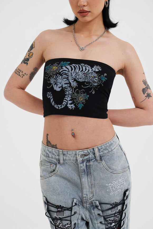 Snow Tiger top court bandeau - Black