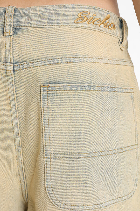 Jeansshorts - Beige + Blau