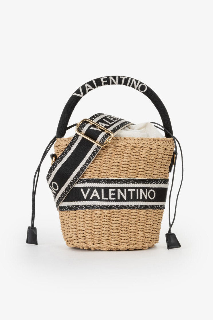 Boho straw handbag and shoulder bag - Natural + Black