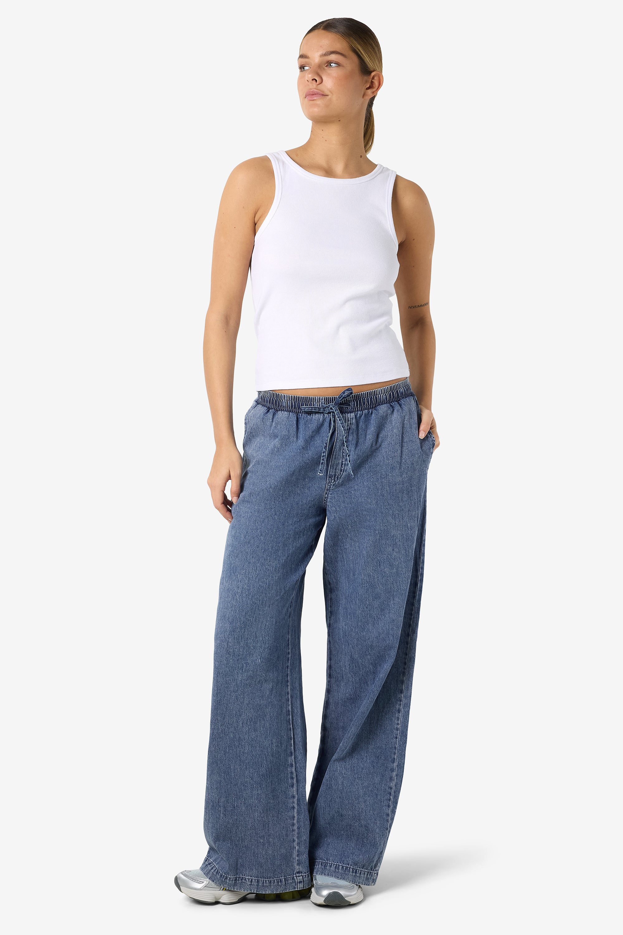 NMENZA Pantalon en tissu - Medium Blue Denim