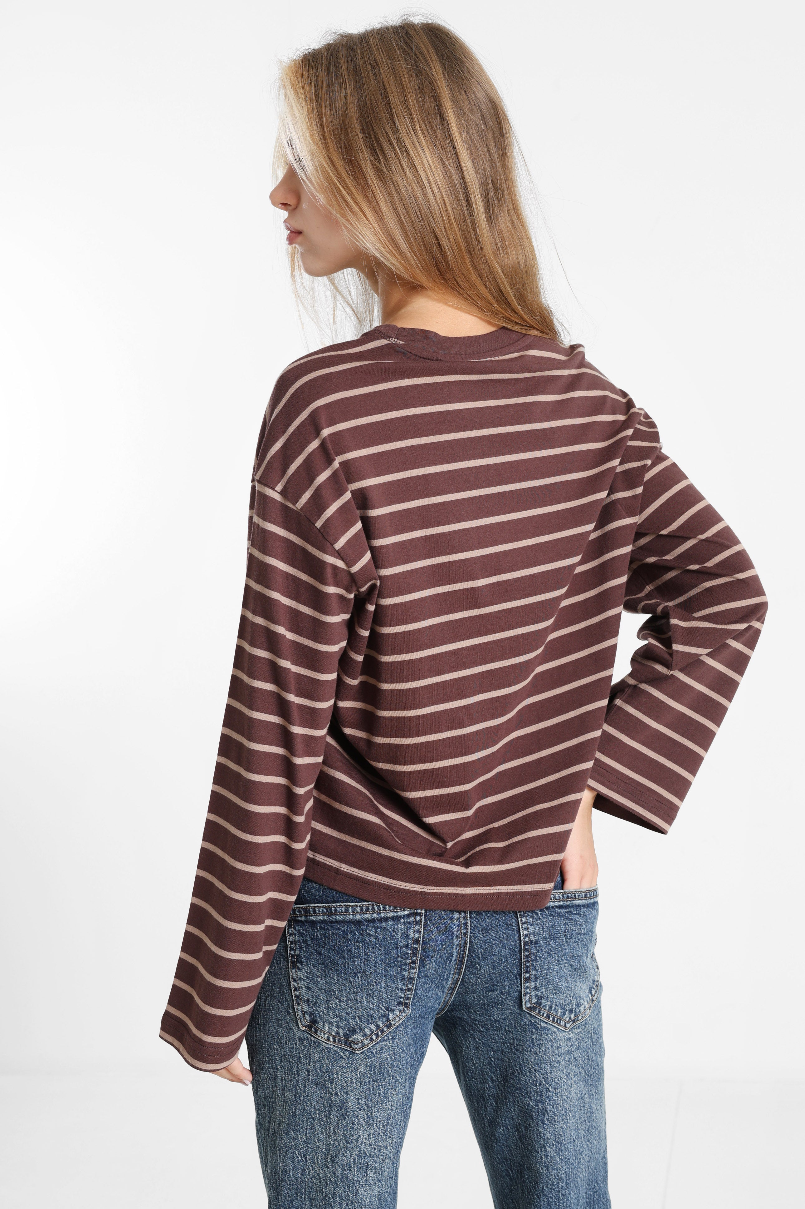 ONLHAPPY Langarmshirt - Coffee Bean + Taupe Gray