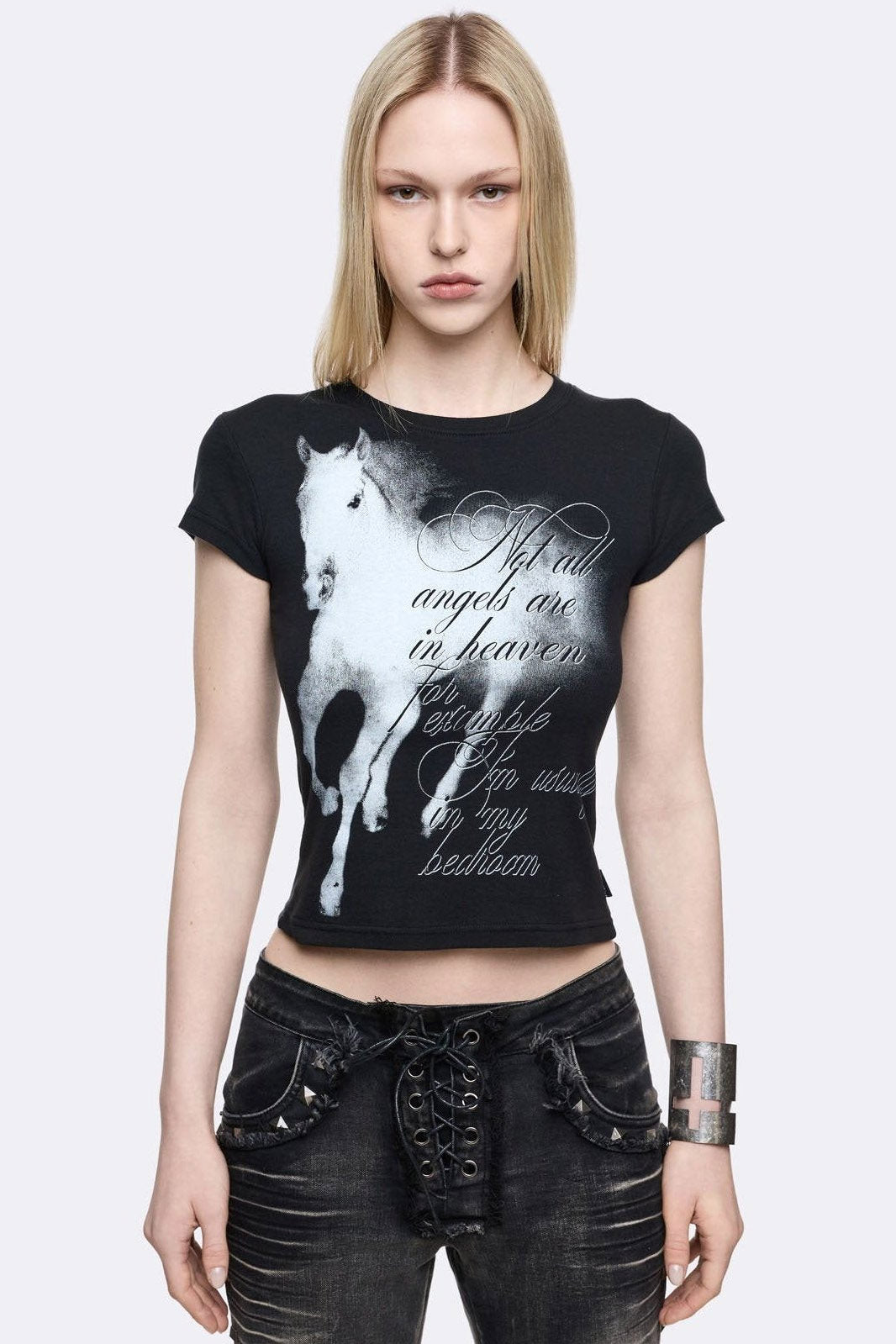 Wingless Angel Crop T-Shirt - Black