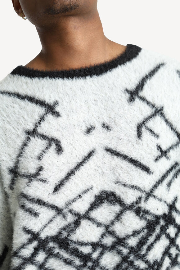 Hairy knitted sweater - Offwhite + Black