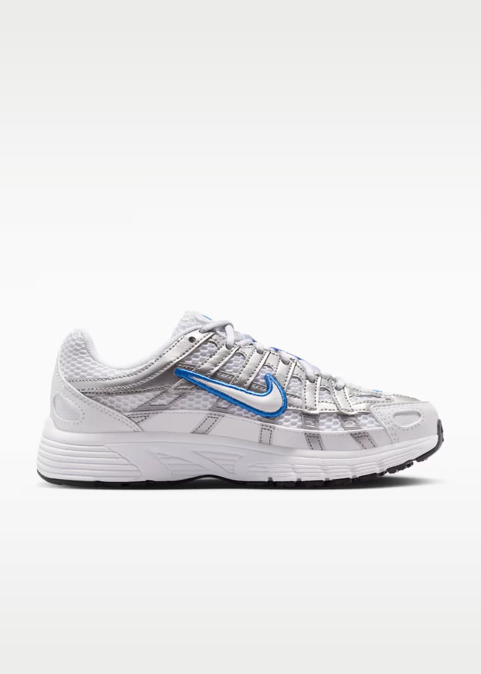 P-6000 BR sneakers - White + Blue Crystal + Metallic Silver