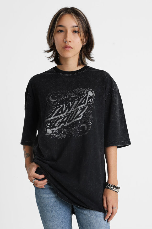 Ornate Dot t-shirt ample - Black Acid Wash