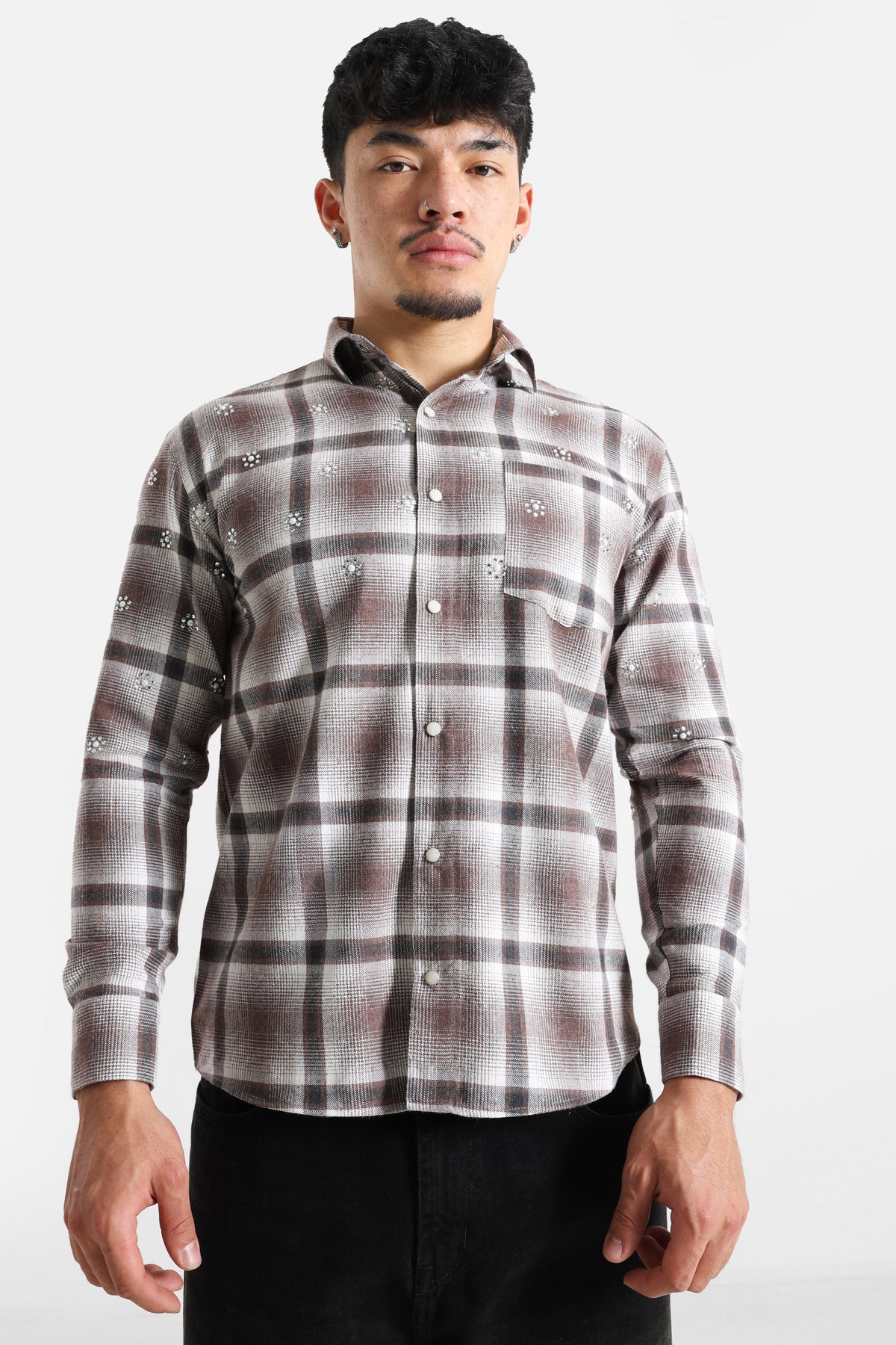 Chemise à strass - Brown