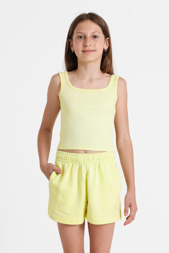 Geripptes Crop Tanktop - Gelb