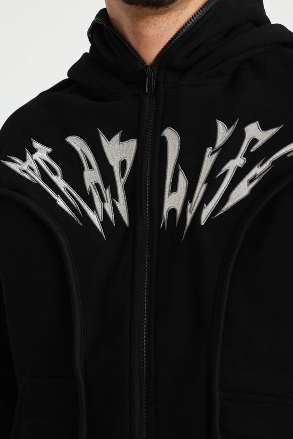 Kapuzensweatjacke - Schwarz