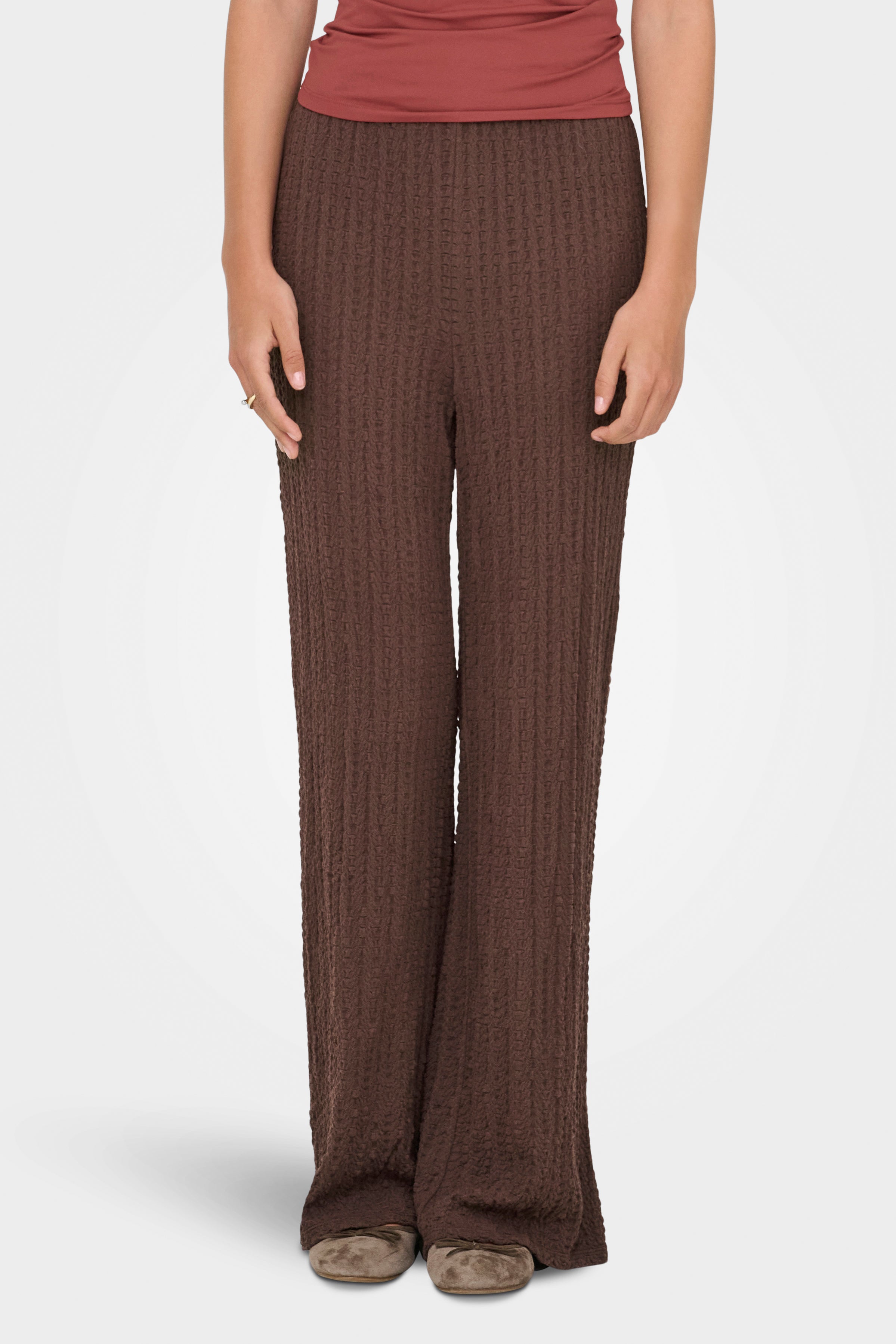 ONLELLA Strukturierte Wide Leg Hose - Chocolate Martini
