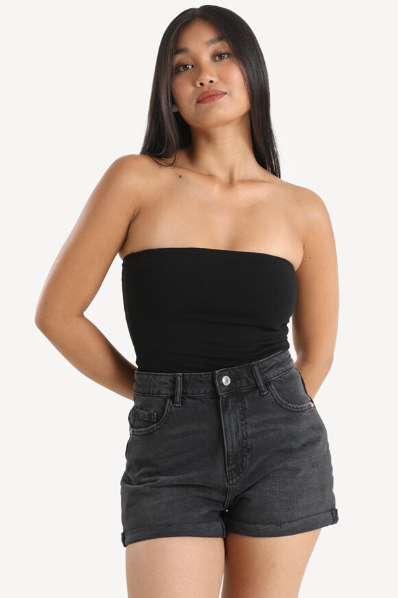Bandeau Crop Top - Schwarz