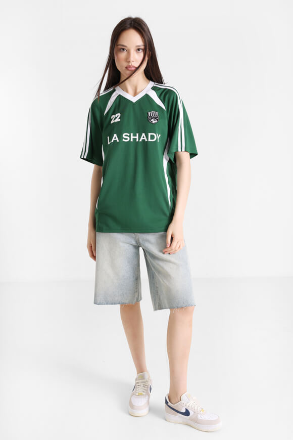 Mesh Oversize T-Shirt - Dunkelgrün + Weiss