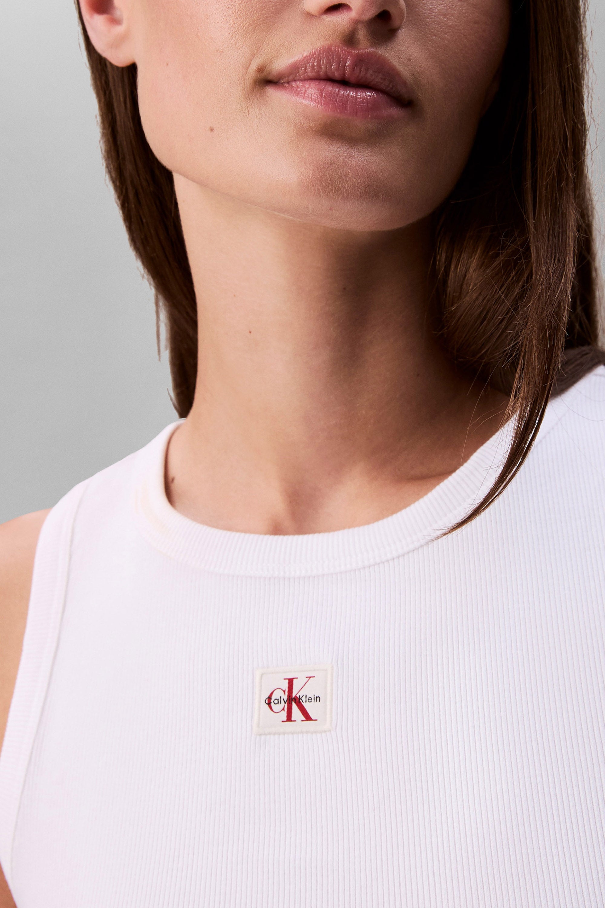 Geripptes Tanktop - Bright White