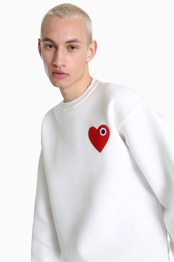 Heart Sweatshirt - Offwhite + Red