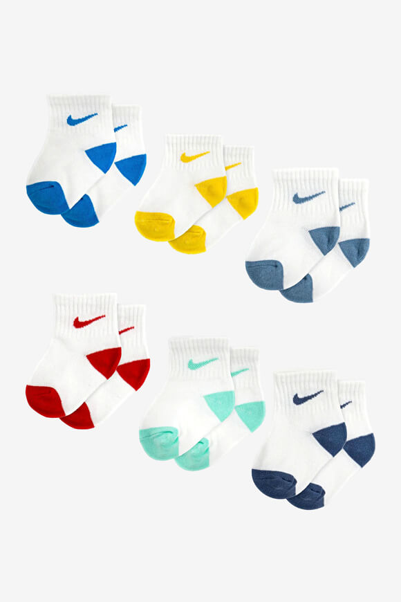 Sechserpack Baby Socken - Weiss + Rot + Grün + Anthrazit + Blau + Gelb