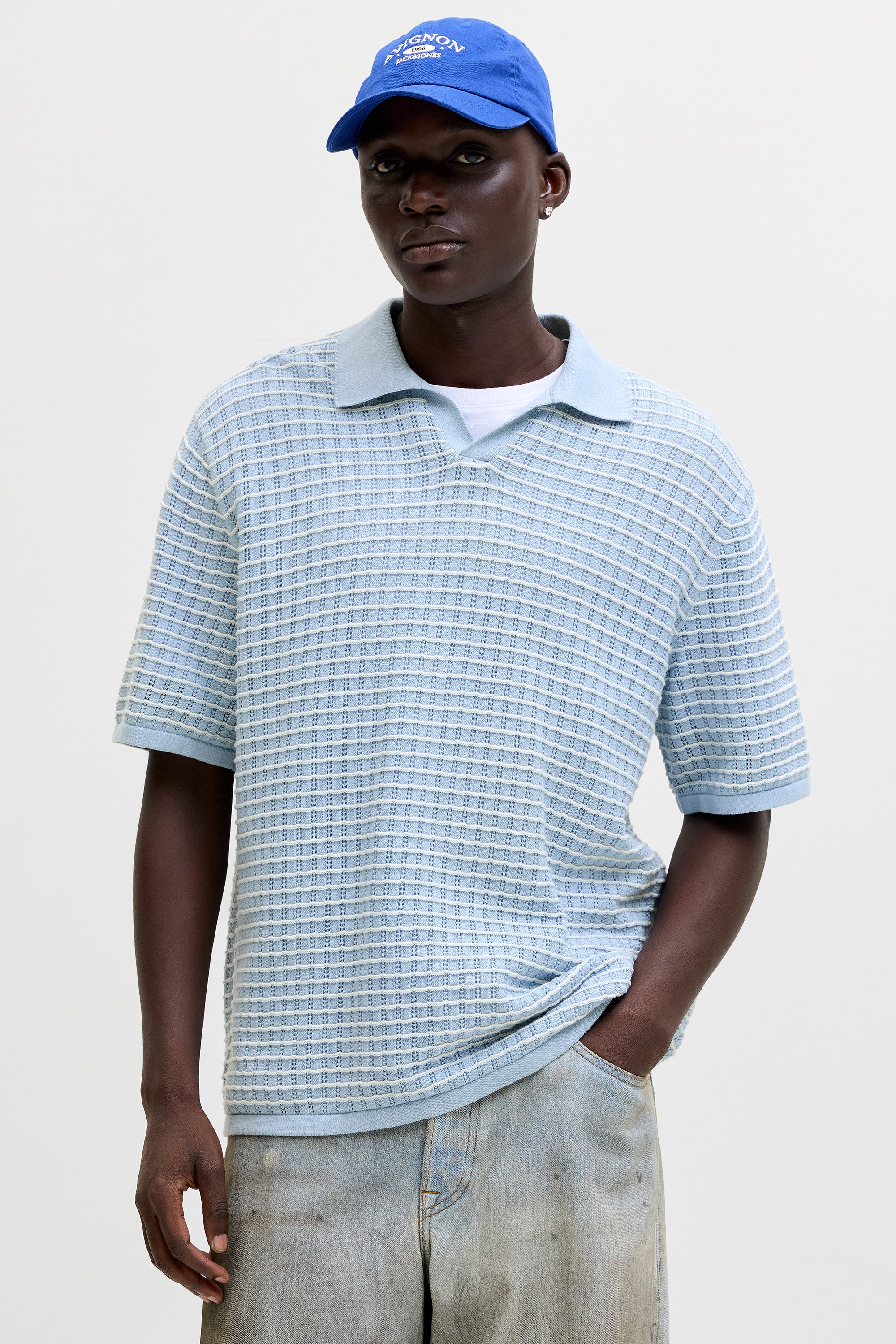 JORNANTUCKET Strick T-Shirt - Cashmere Blue + Sea Salt