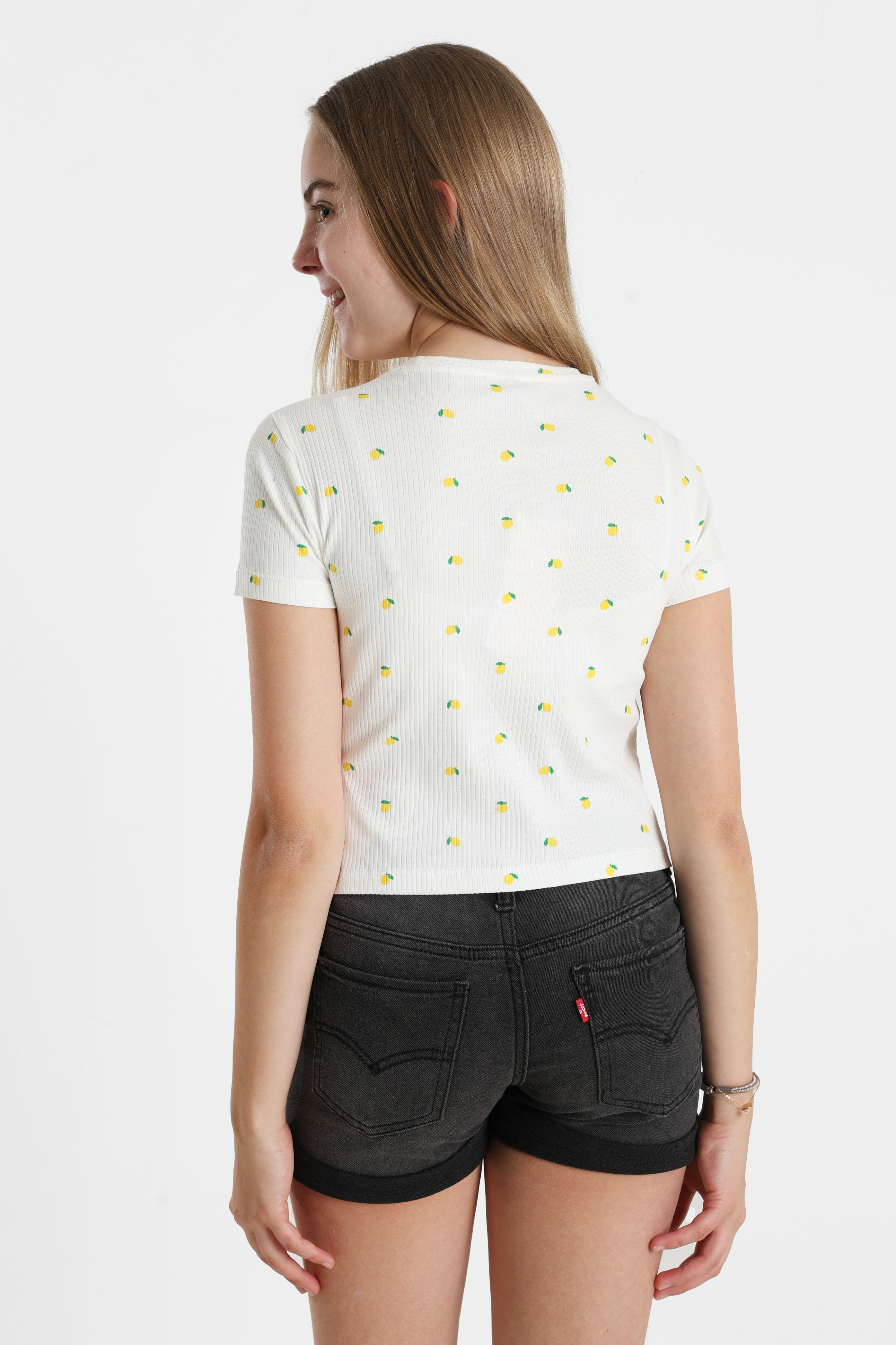 KOGBELLA Crop T-Shirt - Cloud Dancer + Lemons