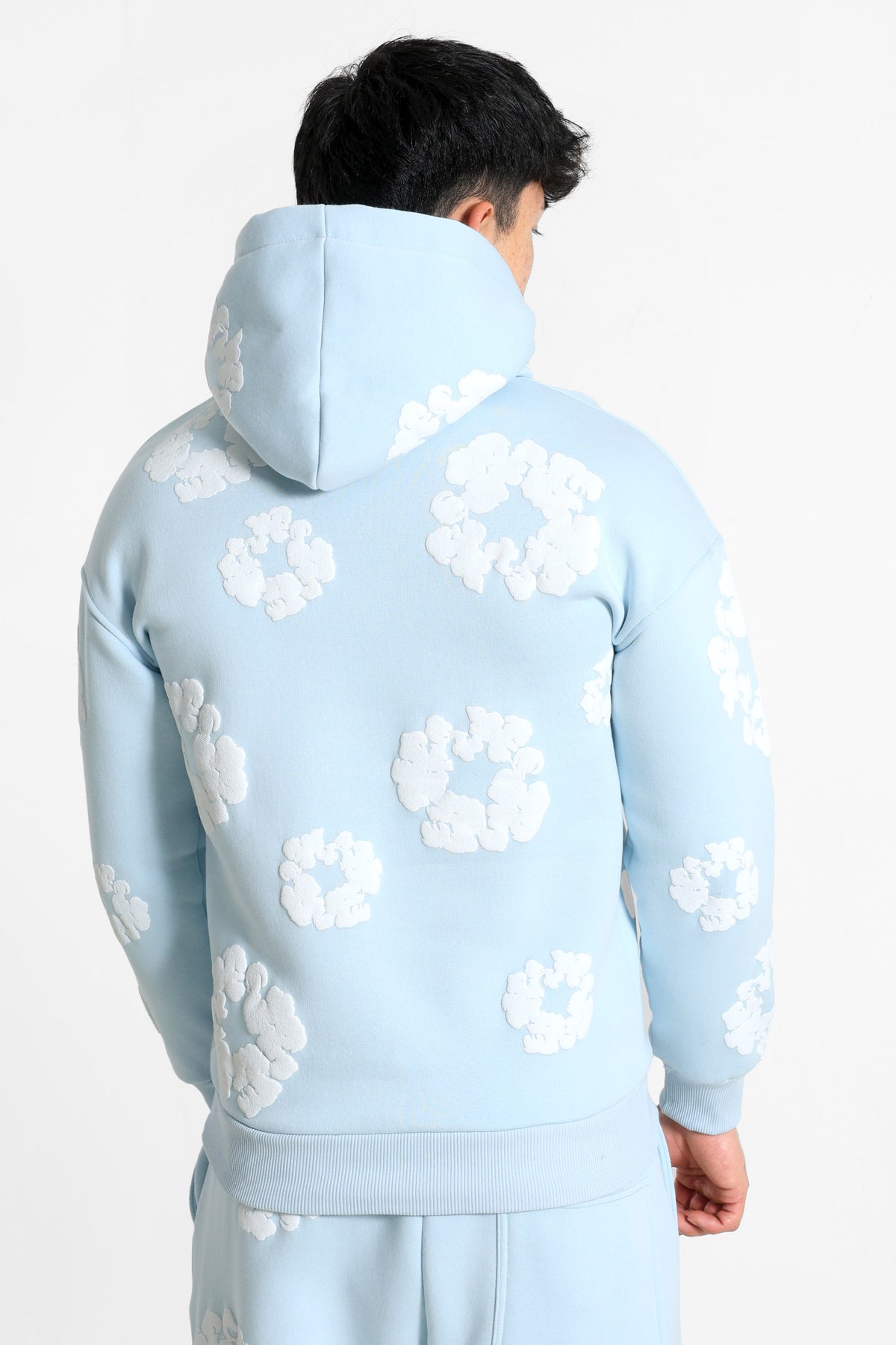Kapuzensweatshirt - Light Blue + White
