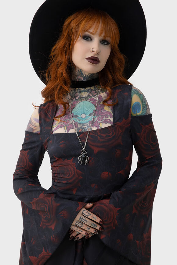 Blood Rose Minikleid - Black + Red