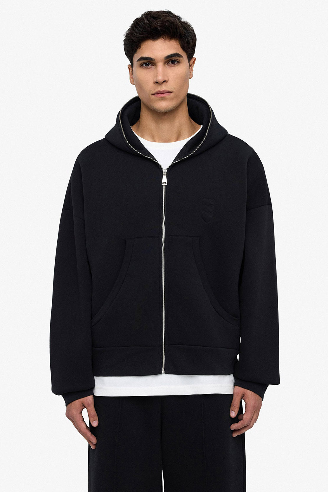 Puff Coeur Kapuzensweatjacke - Black